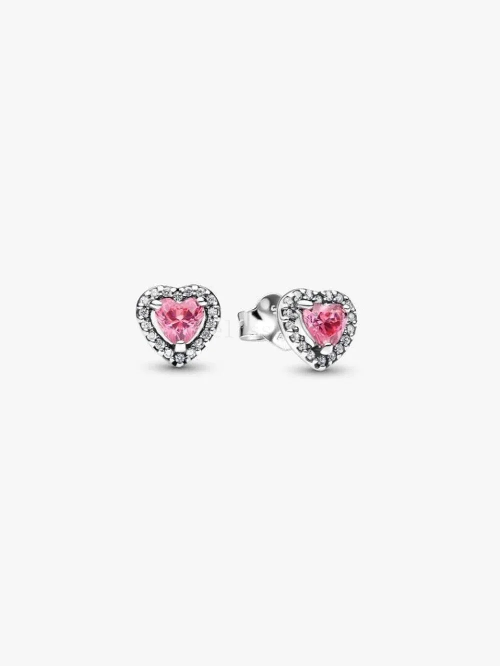 Pandora Elevated Pink Heart Stud Earrings